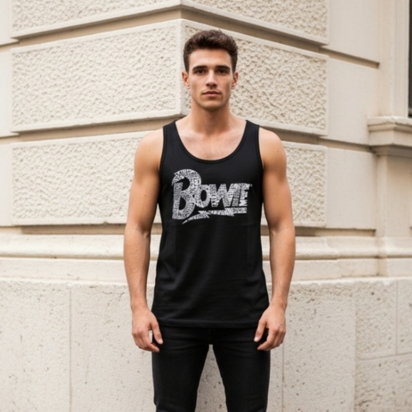 LA Pop Art David Bowie Tank Black with White Print NWT - Picture 7 of 8